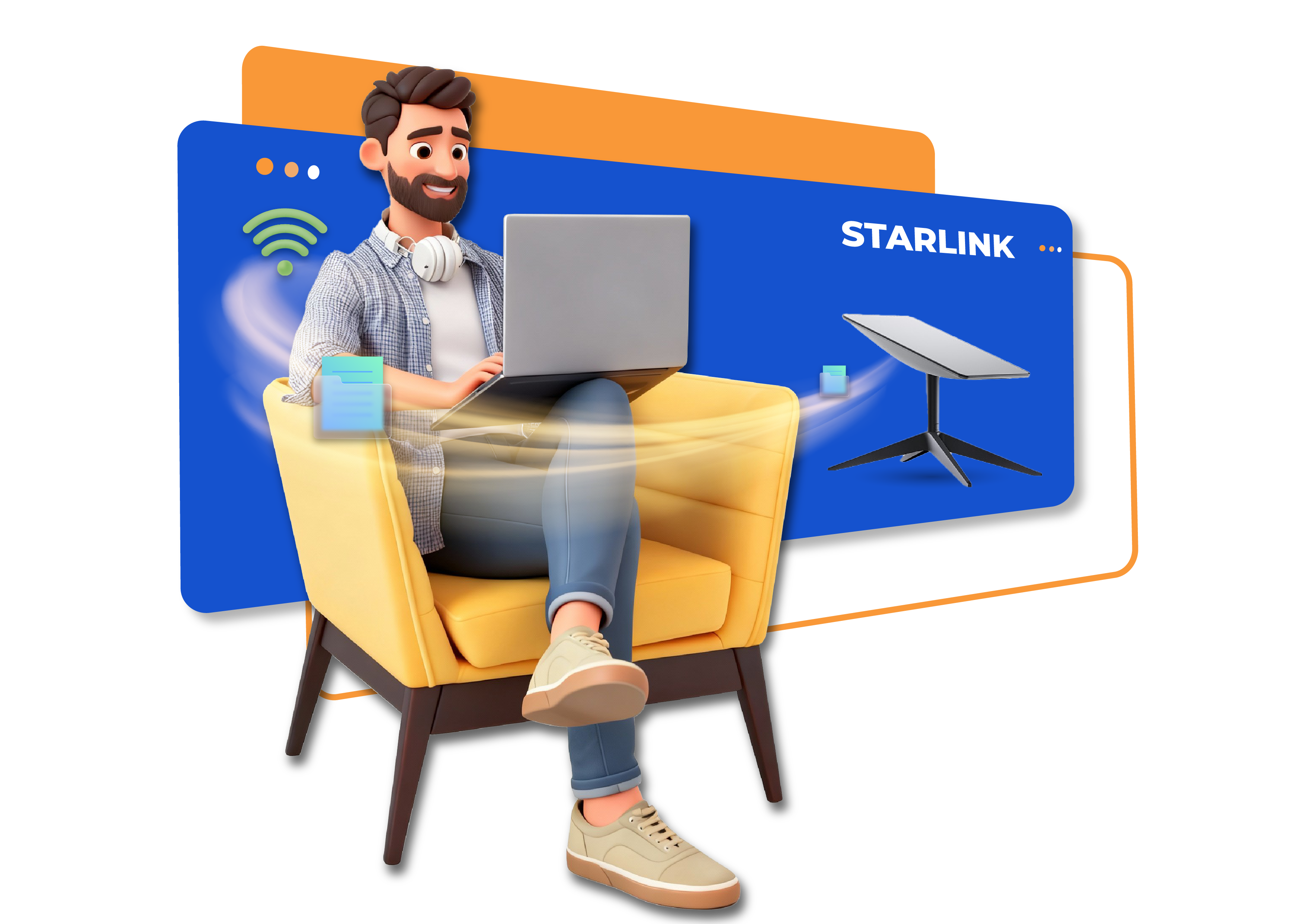 Ilustrasi koneksi internet satelit